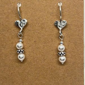 Silver 925 Hammered Heart Earrings